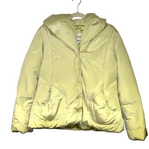 Talbots Light Green Down Filled Snap Front Shawl‎ Collar Short Parka Jacket XL